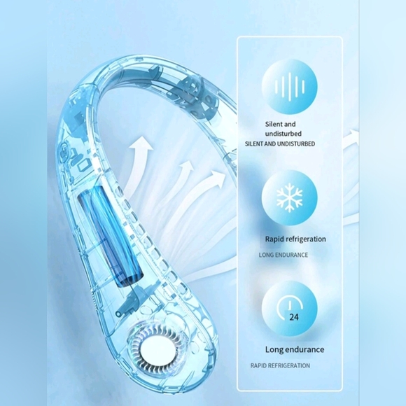 NEW Pink Rechargeable Neck Fan - Picture 2 of 9